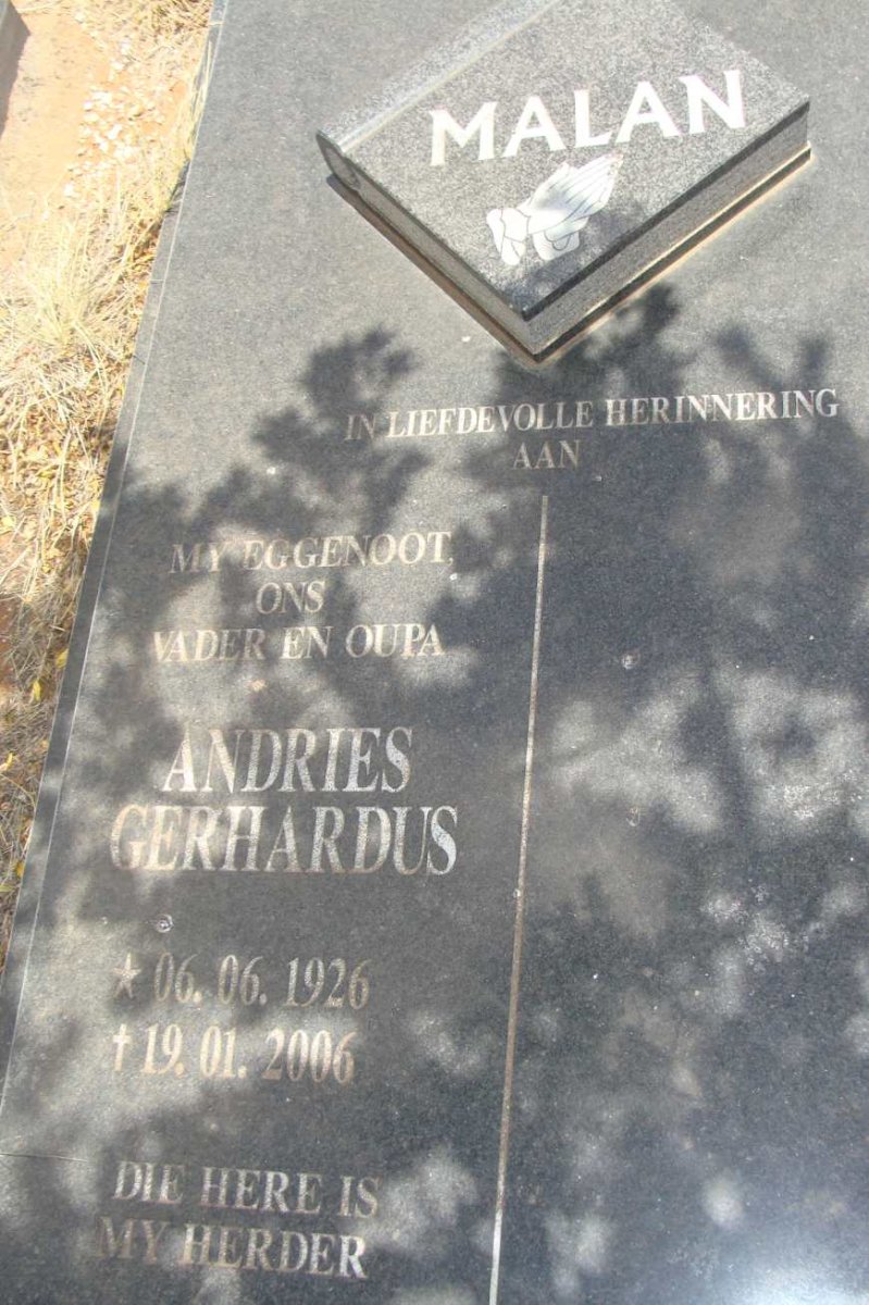 MALAN Andries Gerhardus 1926-2006