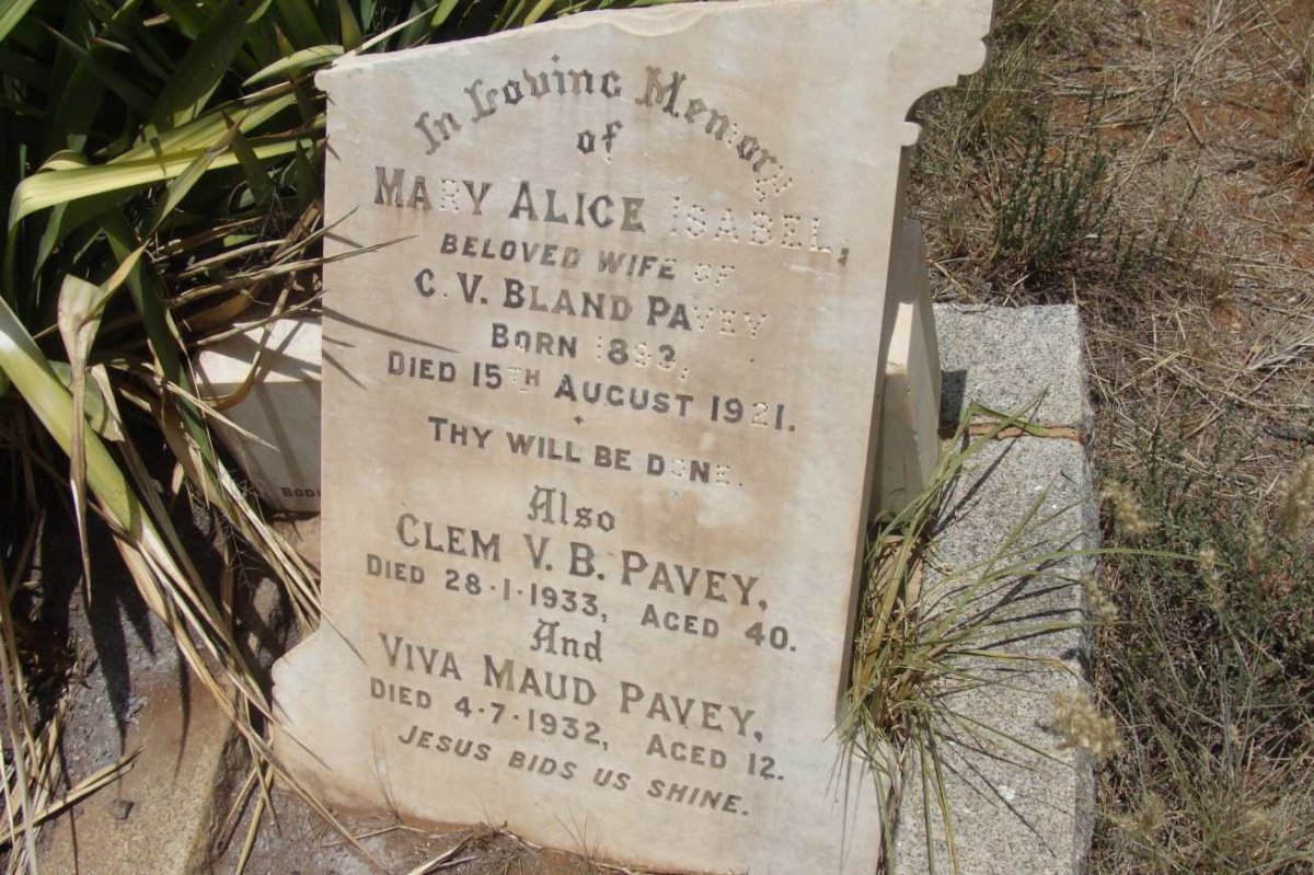 PAVEY Clem V. Bland -1933 &amp; Mary Alice Isabel 1893-1921 :: PAVEY Viva Maud -1932