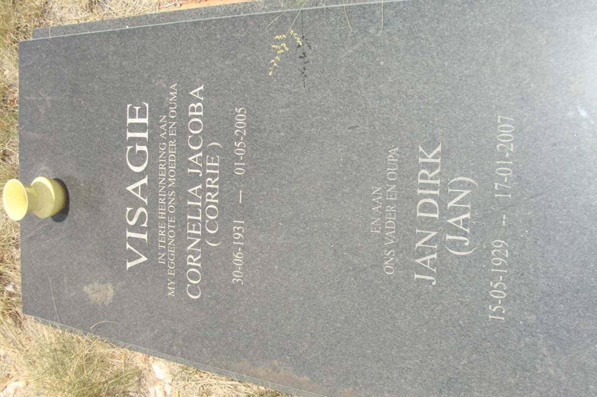VISAGIE Jan Hendrik 1929-2007 &amp; Cornelia Jacoba 1931-2005