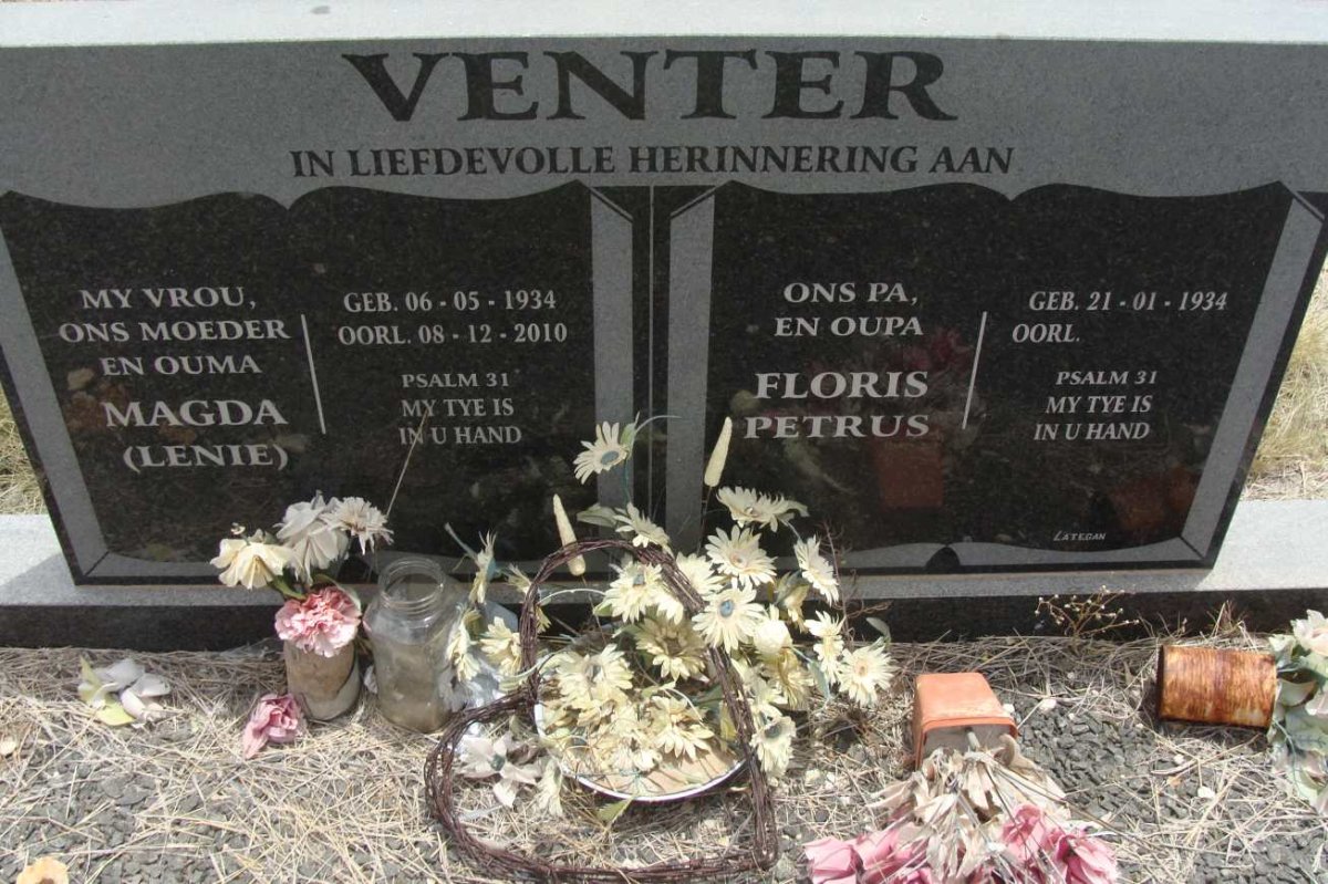 VENTER Floris Petrus 1934- &amp; Magda 1934-2010