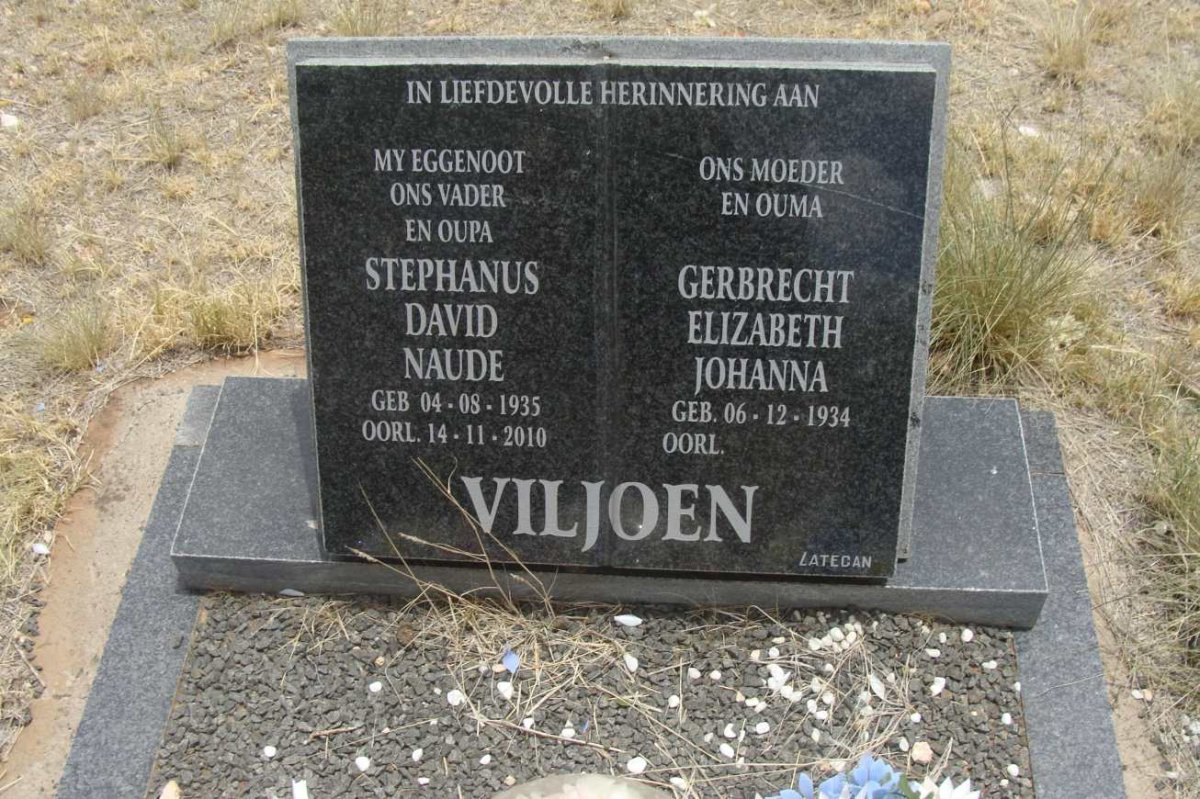 VILJOEN Stephanus David Naude 1935-2010 &amp; Gerbrecht Elizabeth Johanna 1934-
