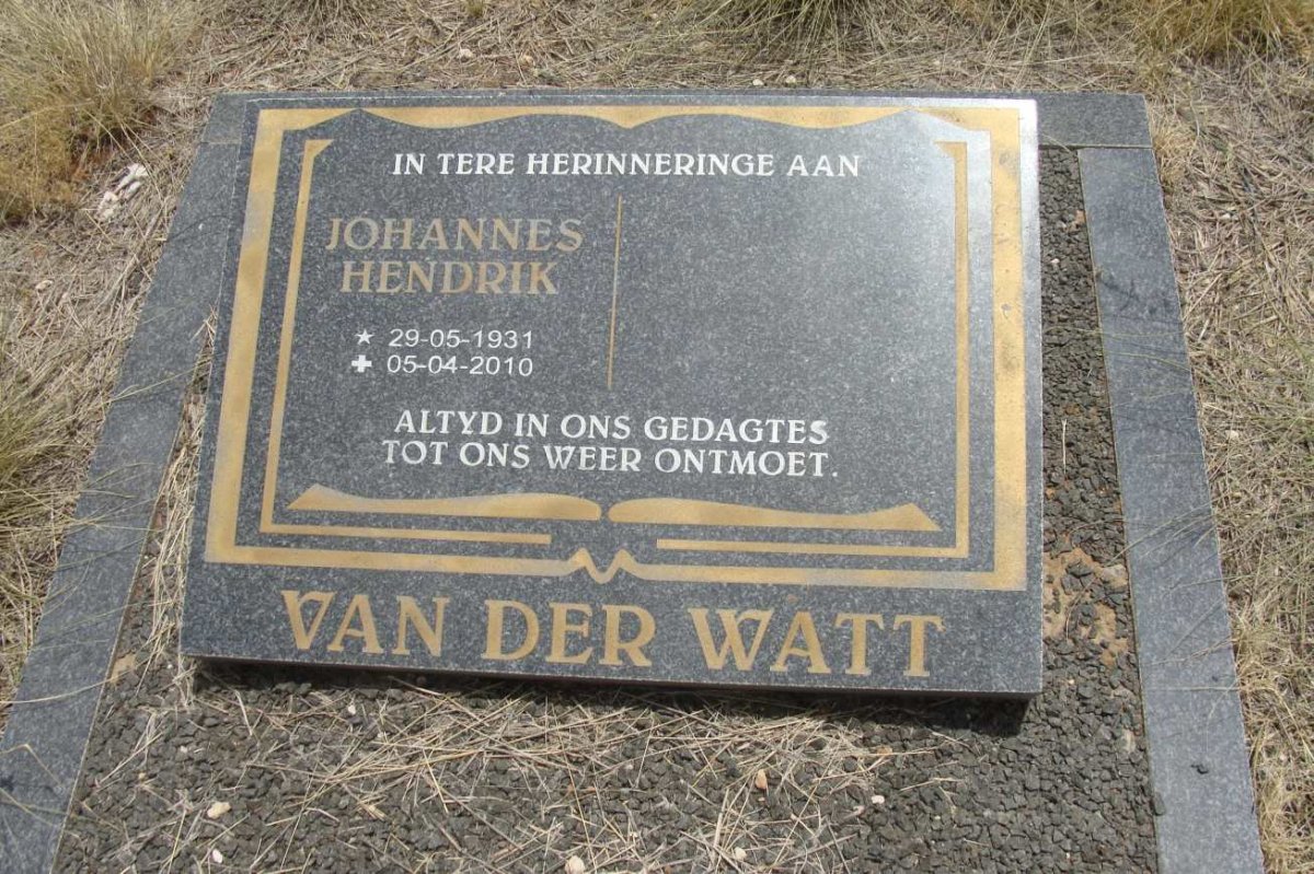 WATT Johannes Hendrik, van der 1931-2010