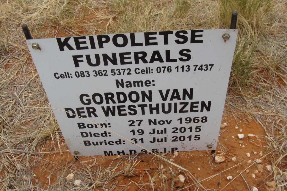 WESTHUIZEN Gordon, van der 1968-2015