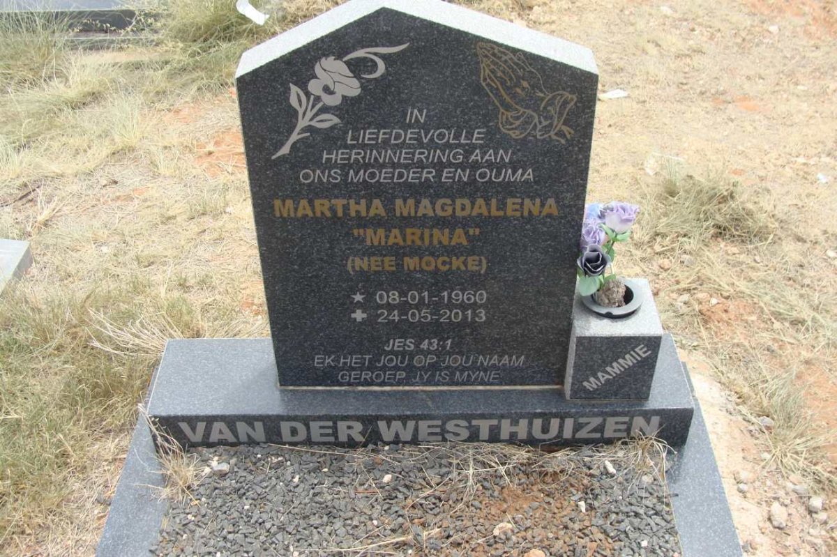 WESTHUIZEN Martha Magdalena, van der nee MOCKE 1960-2013