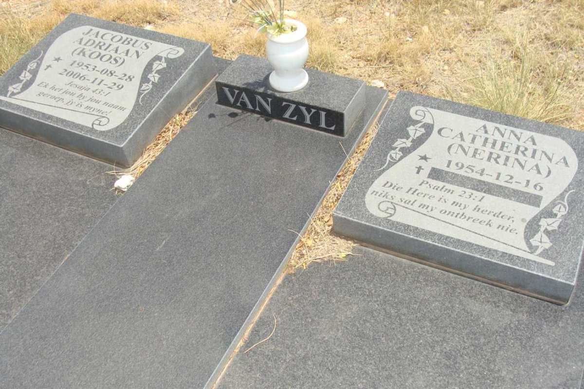 ZYL Jacobus Adriaan, van 1953-2006 &amp; Anna Catherina 1954-