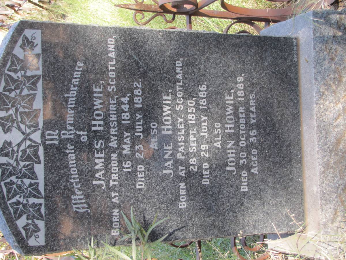 HOWIE James 1844-1882 &amp; Jane 1850-1886 :: HOWIE John -1889