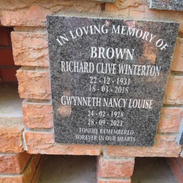 BROWN Richard Clive Winterton 1931-2018 & Gwynneth Nancy Louise 1928-2023
