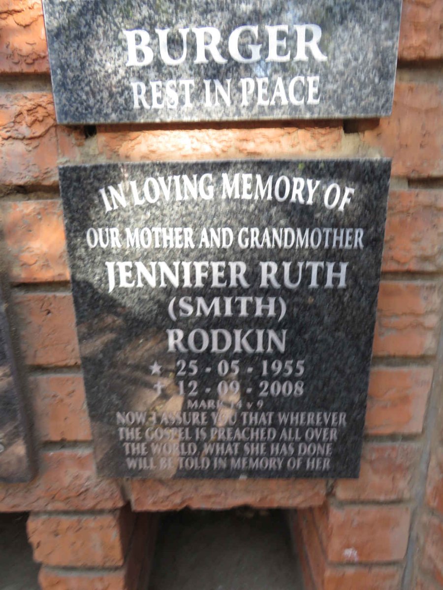 RODKIN Jennifer Ruth nee SMITH 1955-2008