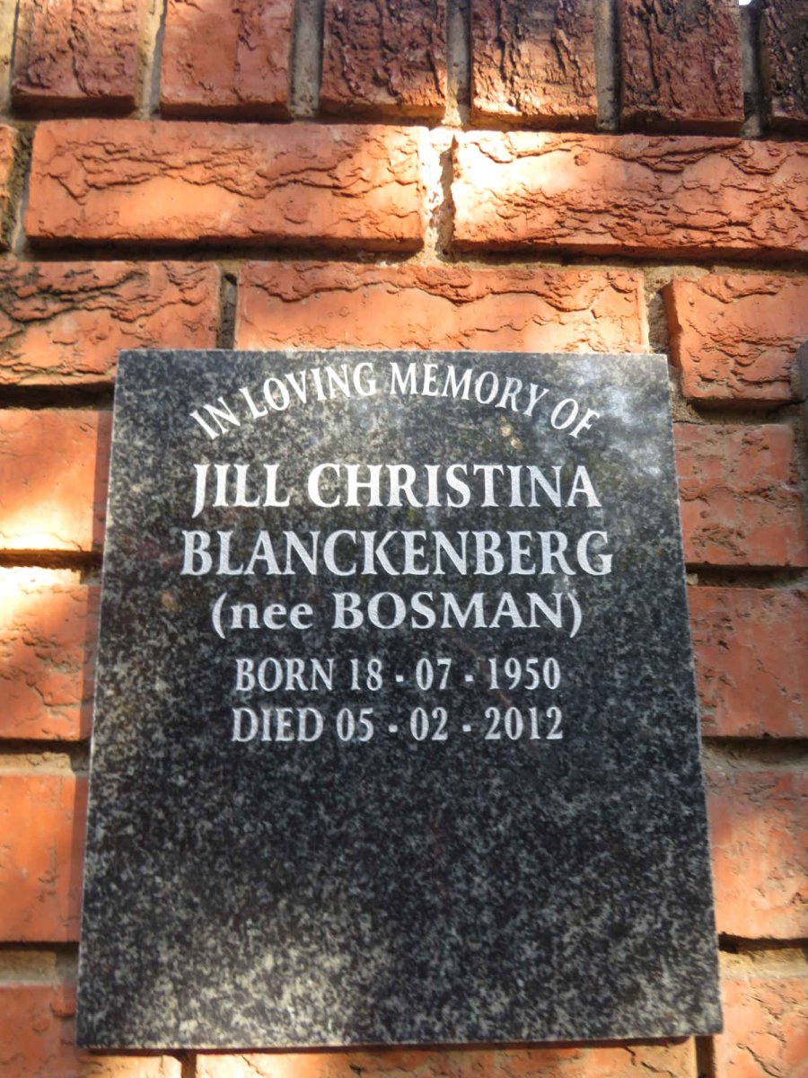 BLANCKENBERG Jill Christina nee BOSMAN 1950-2012