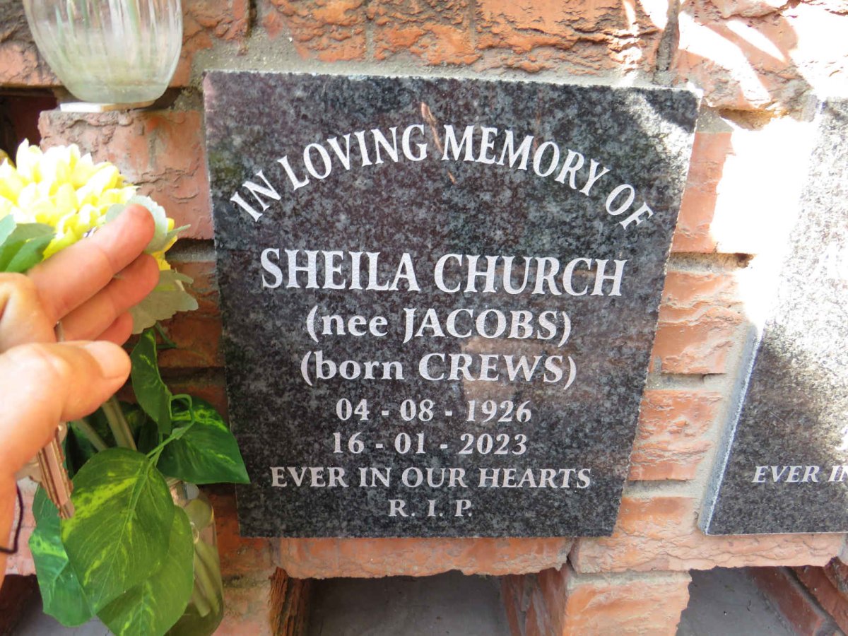 CHURCH Sheila, JACOBS born CREWS 1926-2023
