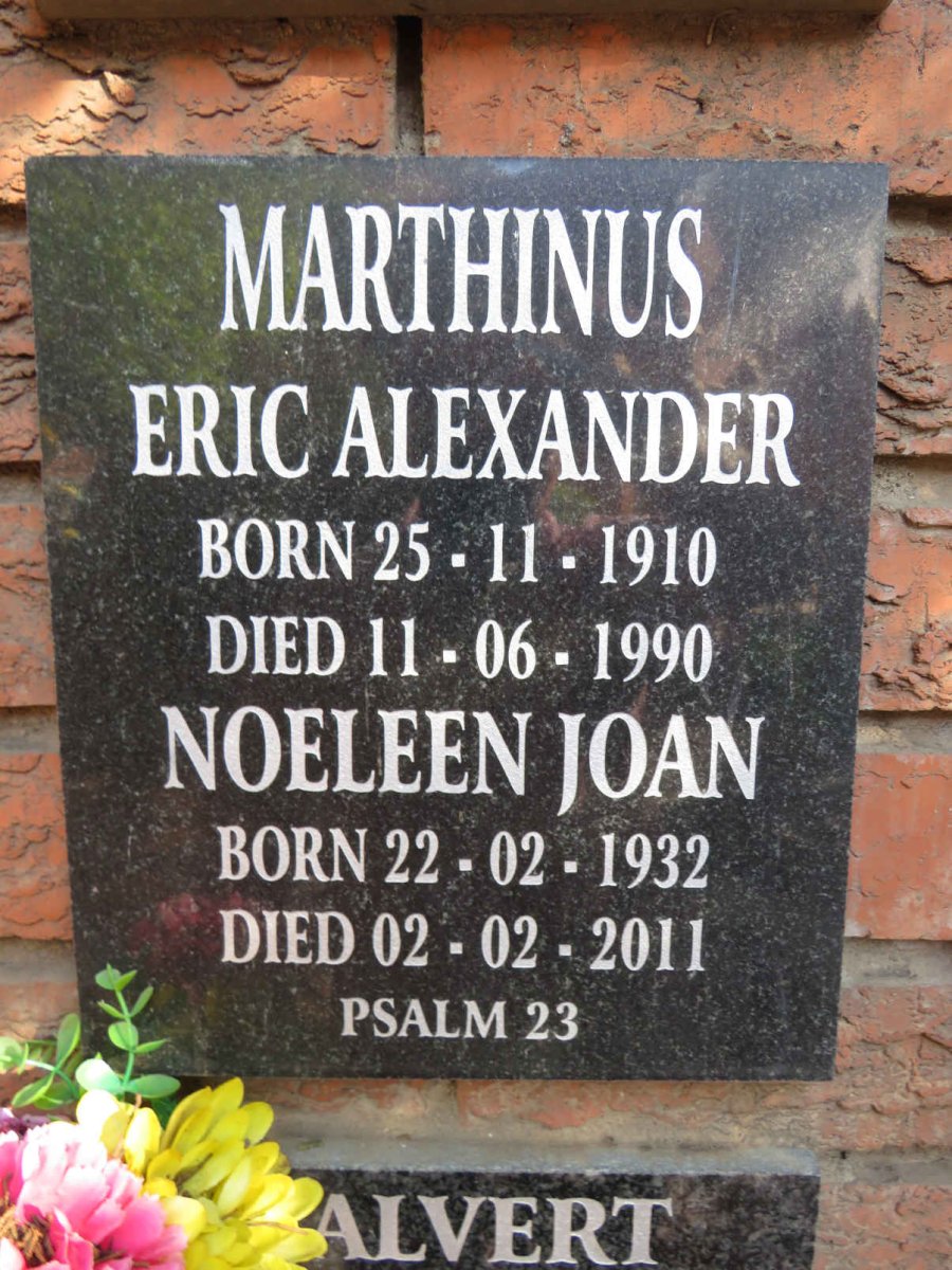 MARTHINUS Eric Alexander 1910-1990 & Noeleen Joan 1932-2011