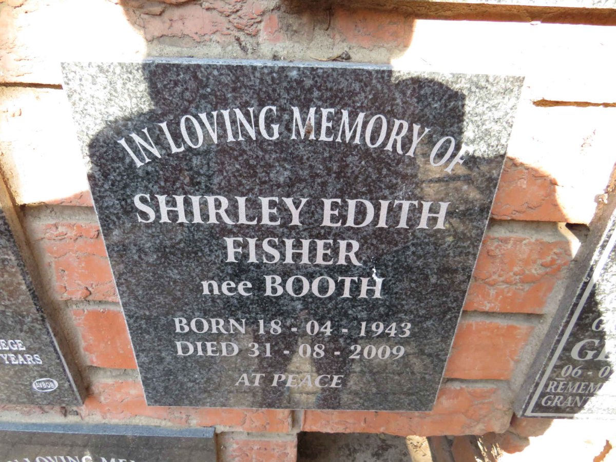 FISHER Shirley Edith nee BOOTH 1943-2009