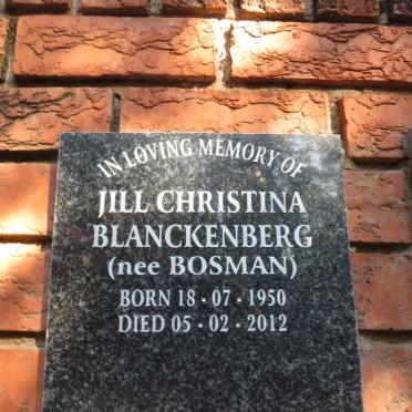 BLANCKENBERG Jill Christina nee BOSMAN 1950-2012