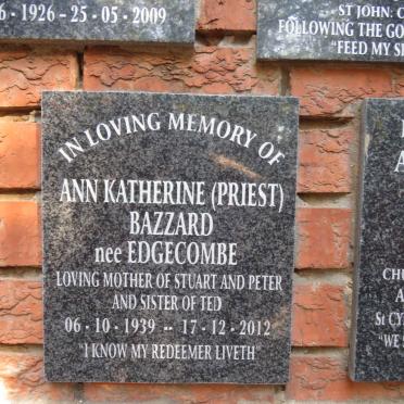 BAZZARD Ann Katherine nee EDGECOMBE 1939-2012