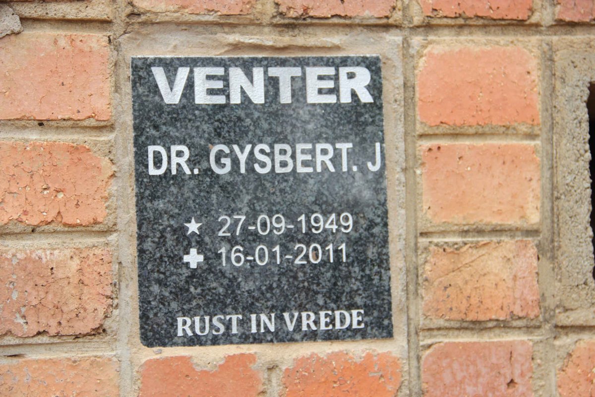 VENTER Gysbert J. 1949-2011