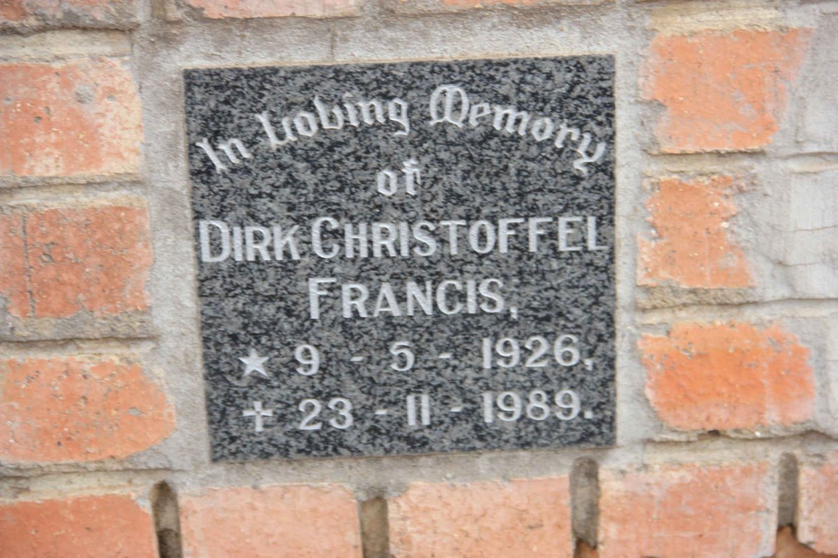 FRANCIS Dirk Christoffel 1926-1989