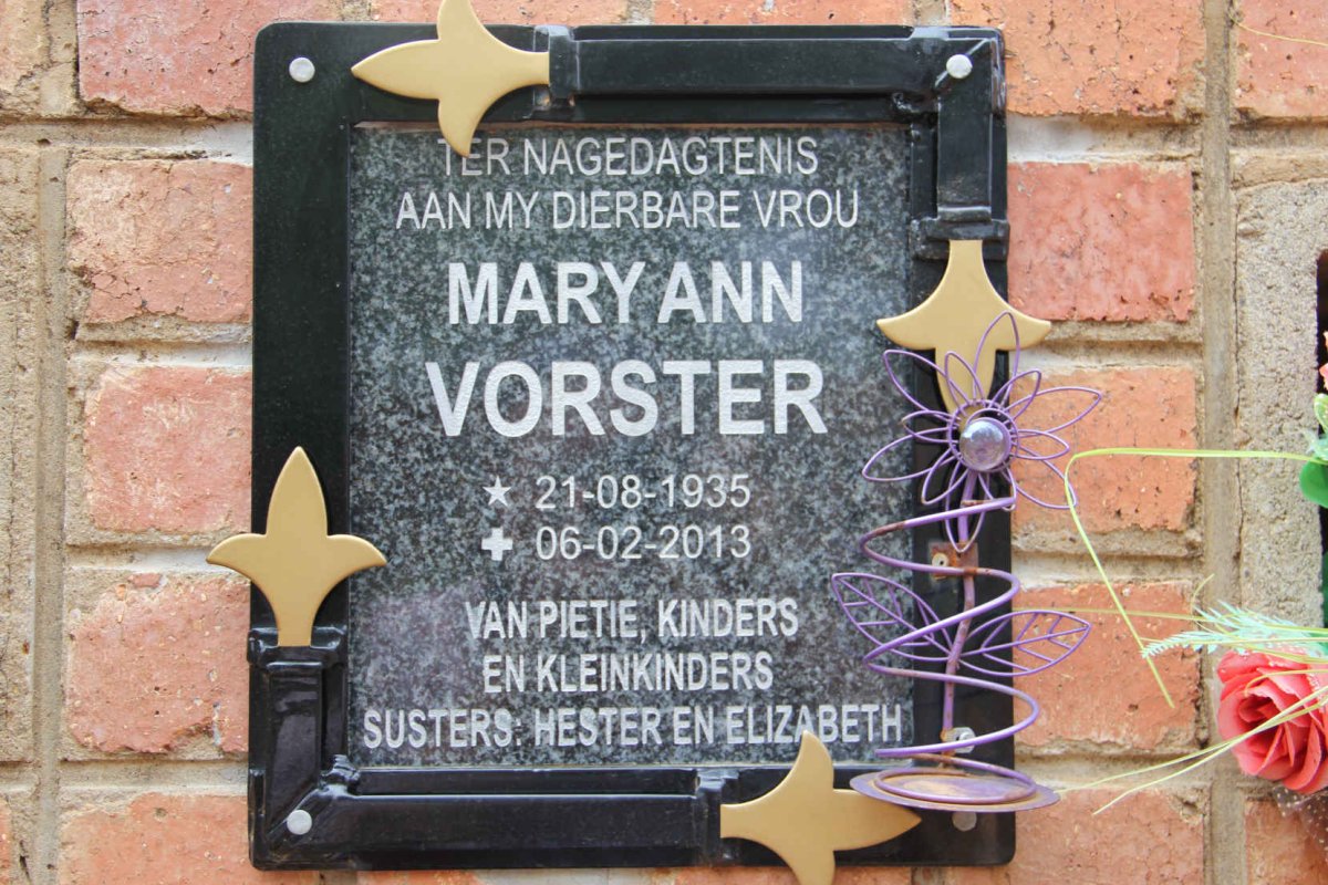 VORSTER Mary Ann 1935-2013