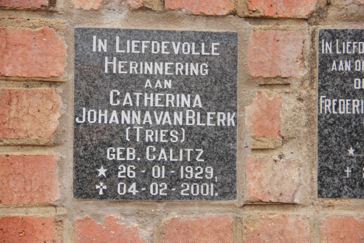 BLERK Catherina Johanna, van nee CALITZ 1929-2001