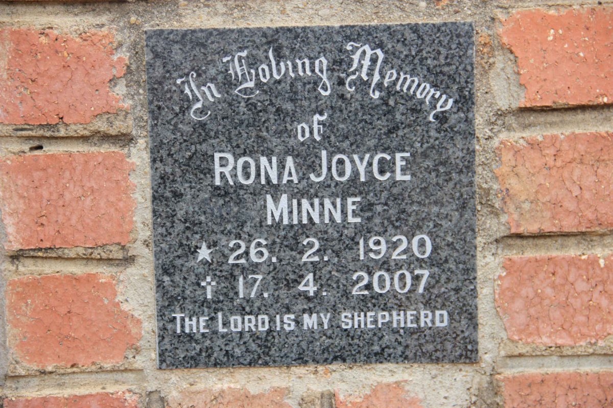 MINNE Rona Joyce 1920-2007