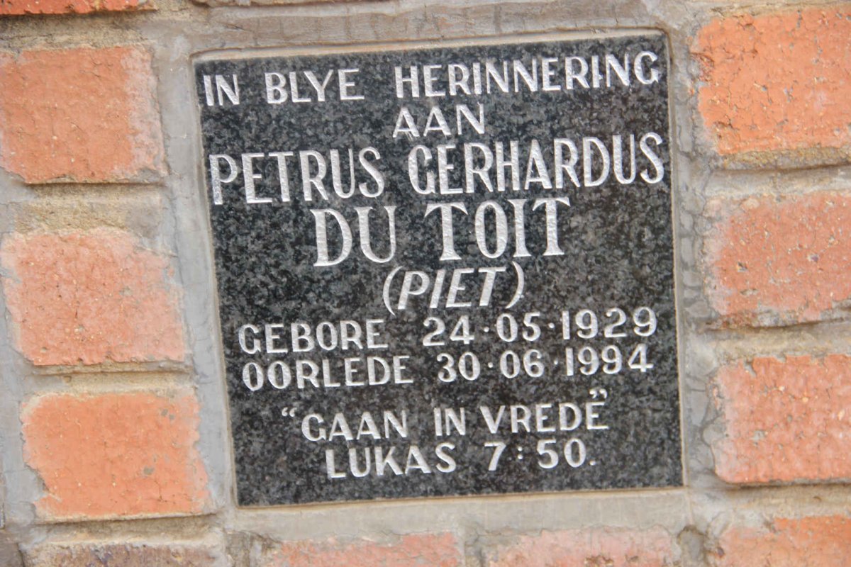 TOIT Petrus Gerhardus, du 1929-1994