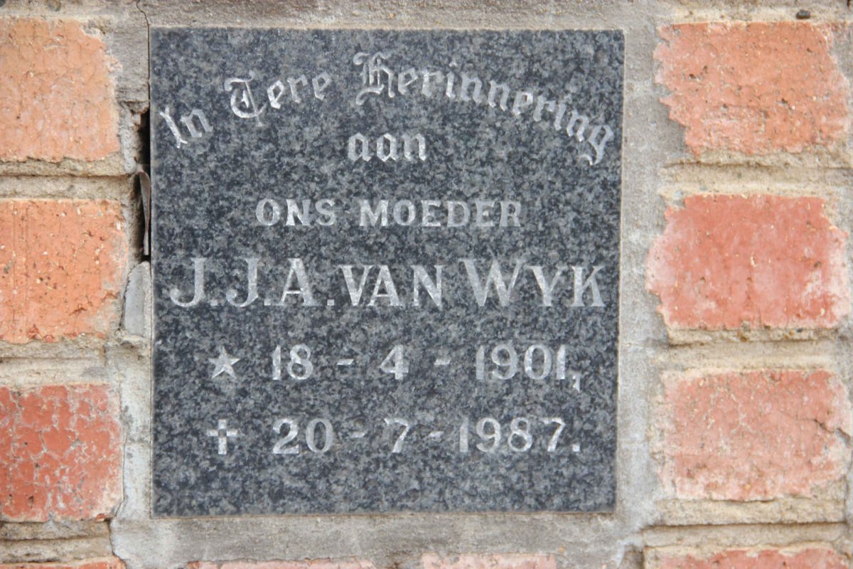 WYK J.J.A., van 1901-1987