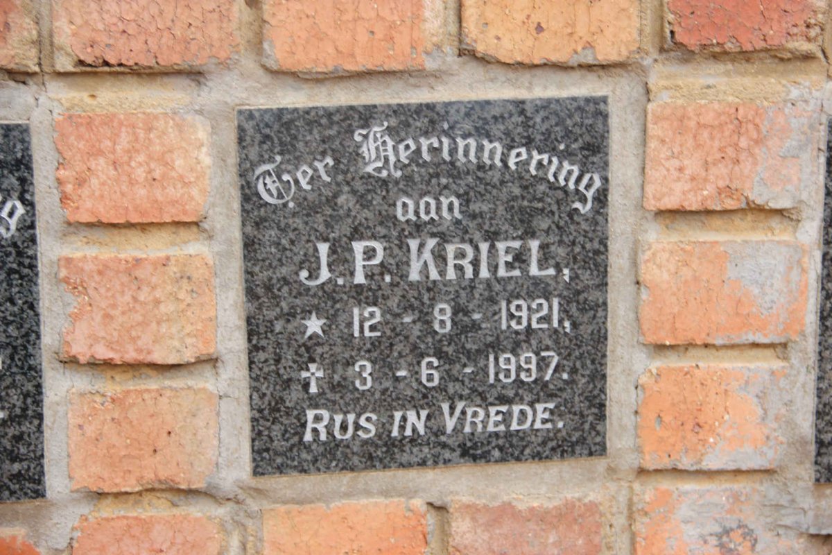 KRIEL J.P. 1921-1997