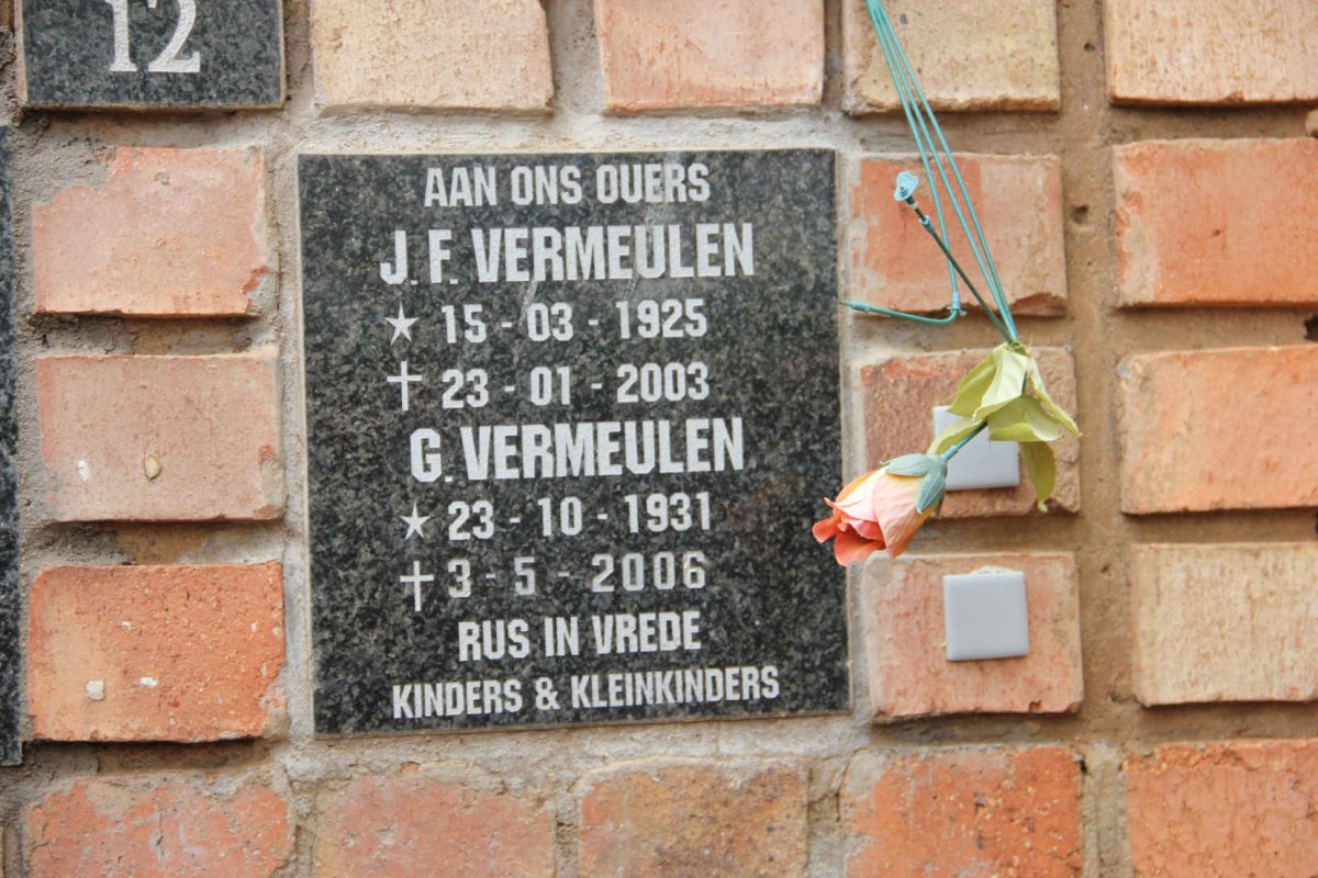 VERMEULEN J.F. 1925-2003 &amp; G. 1931-2006