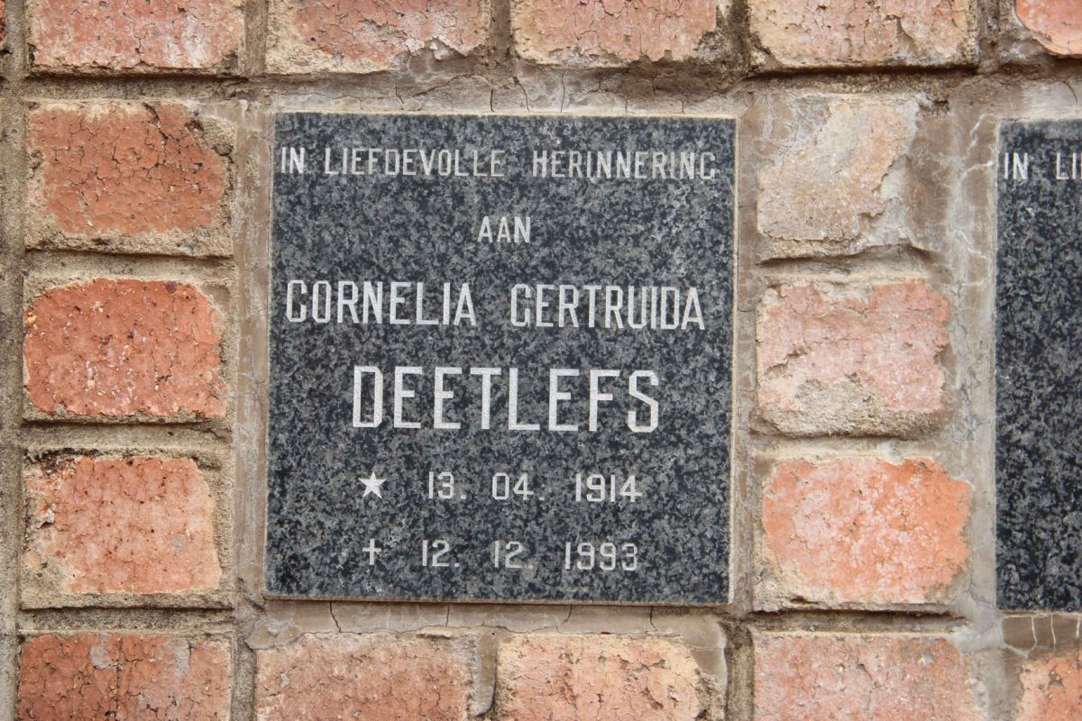 DEETLEFS Cornelia Gertruida 1914-1993