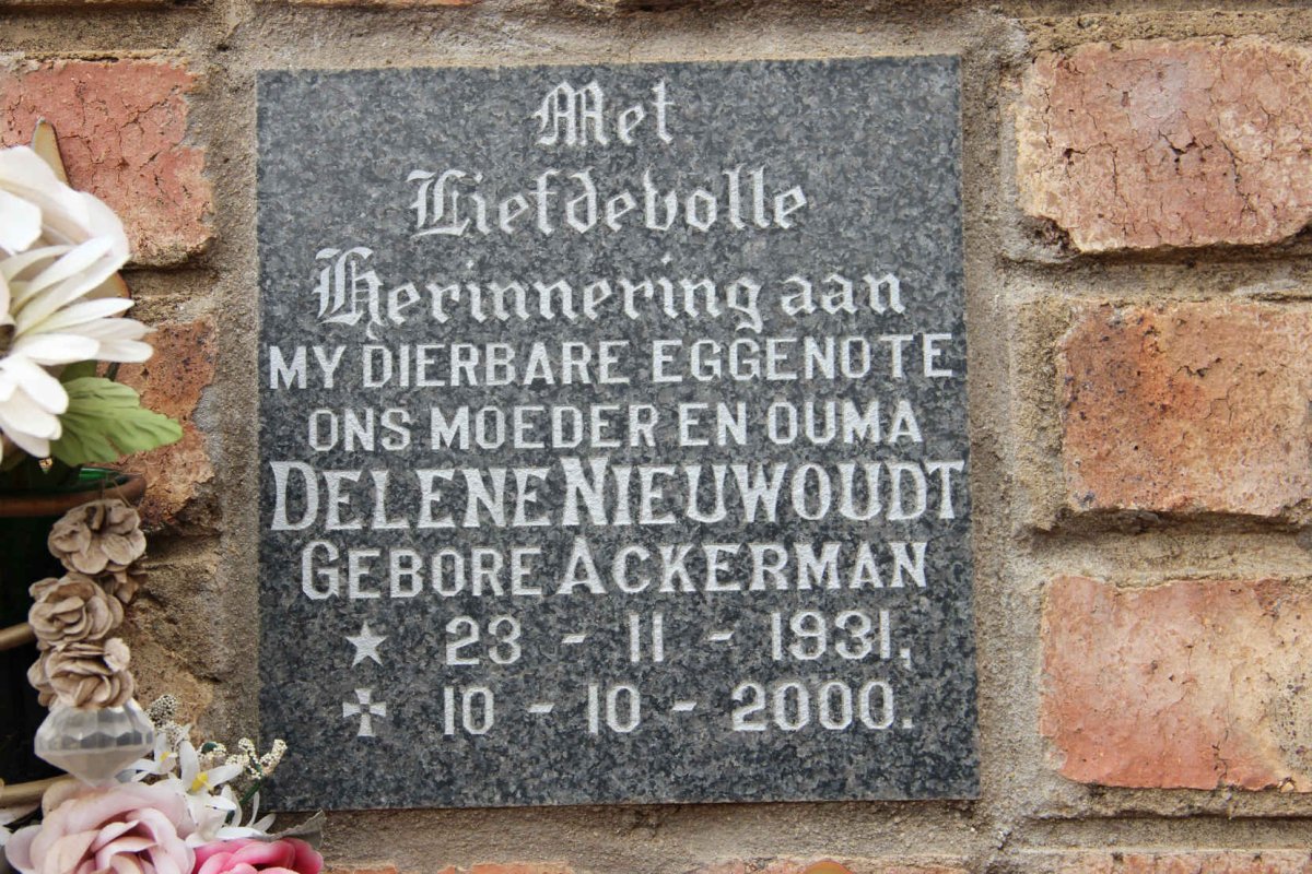 NIEUWOUDT Delene nee ACKERMAN 1931-2000
