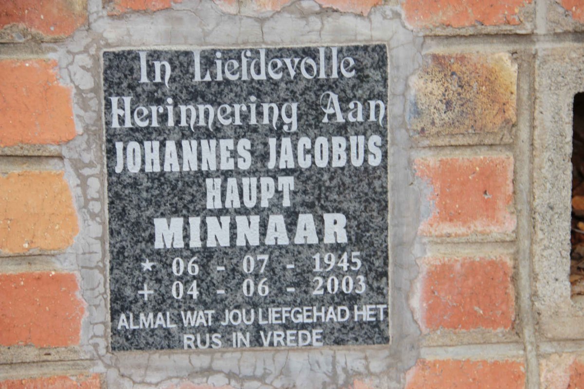 MINNAAR Johannes Jacobus Haupt 1945-2003