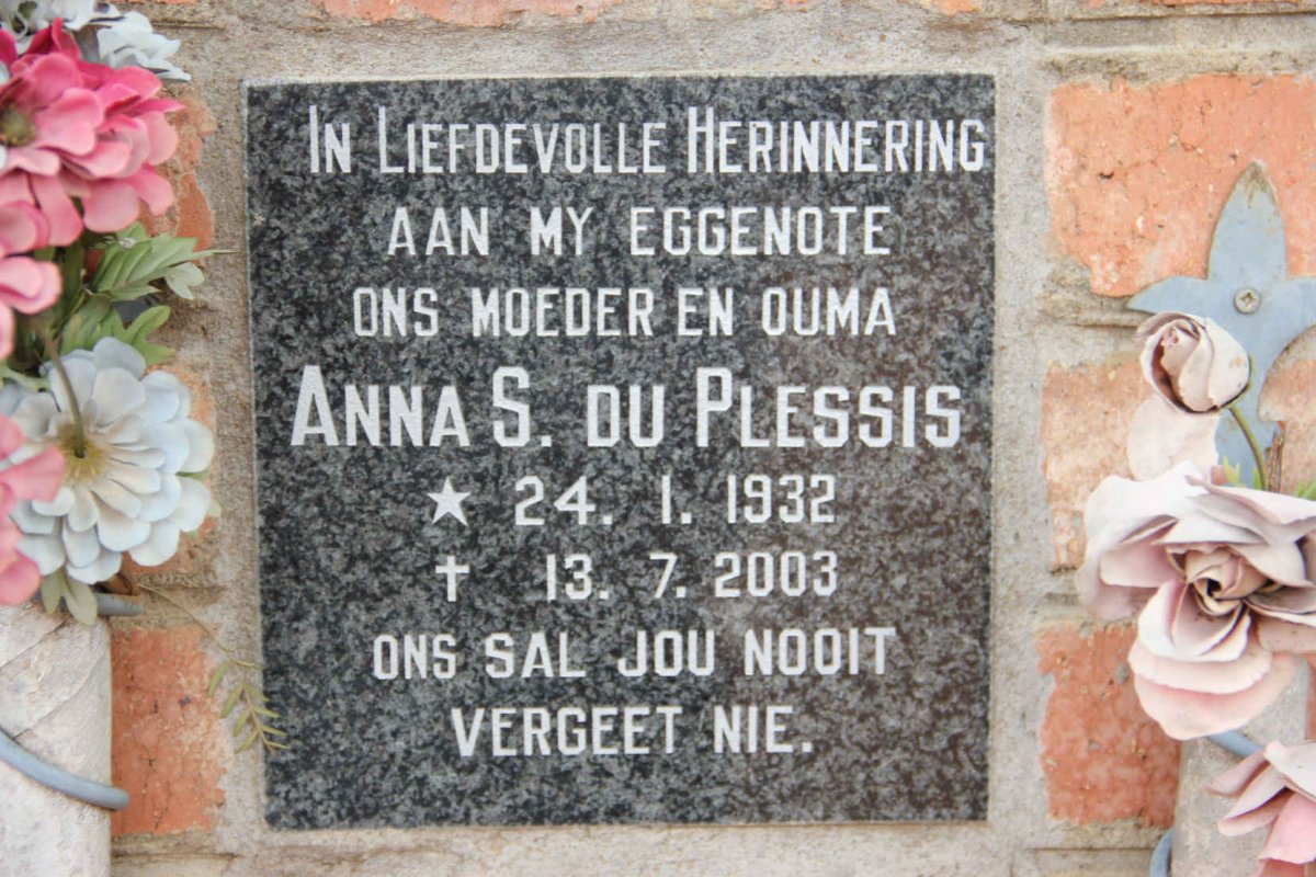 PLESSIS Anna S., du 1932-2003