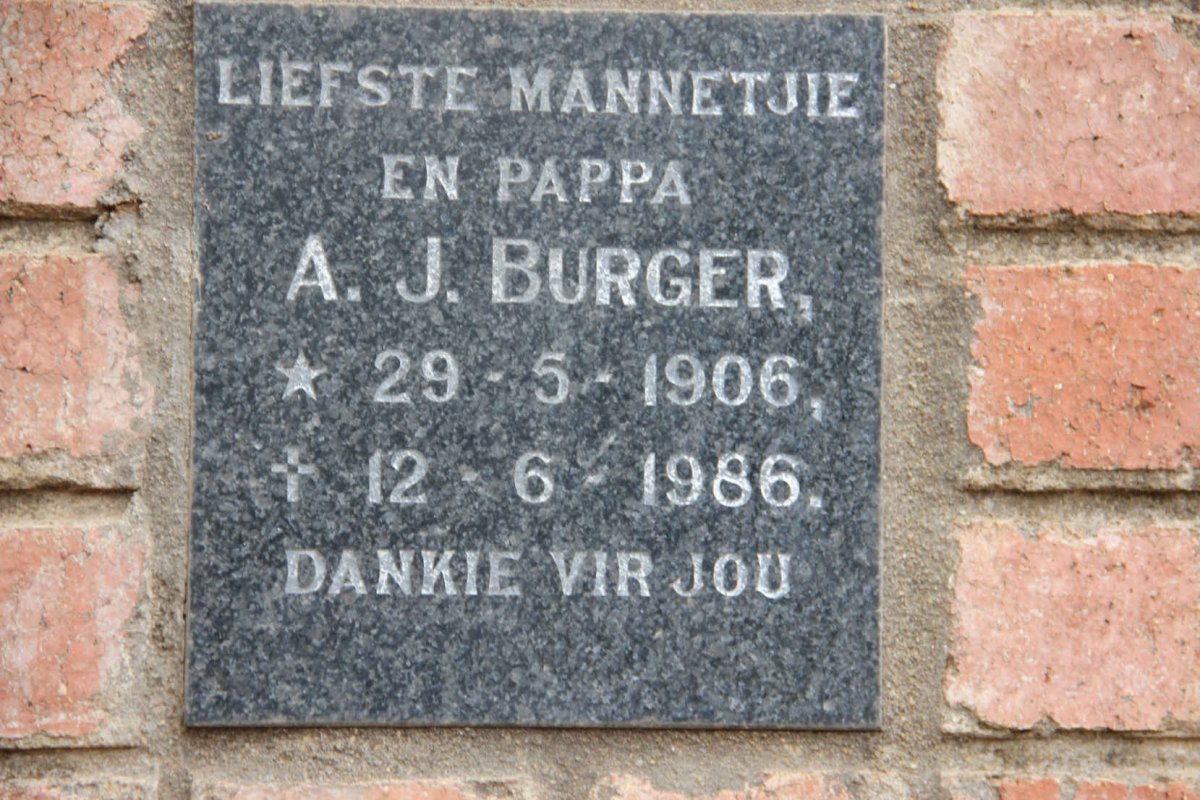 BURGER A.J. 1906-1986