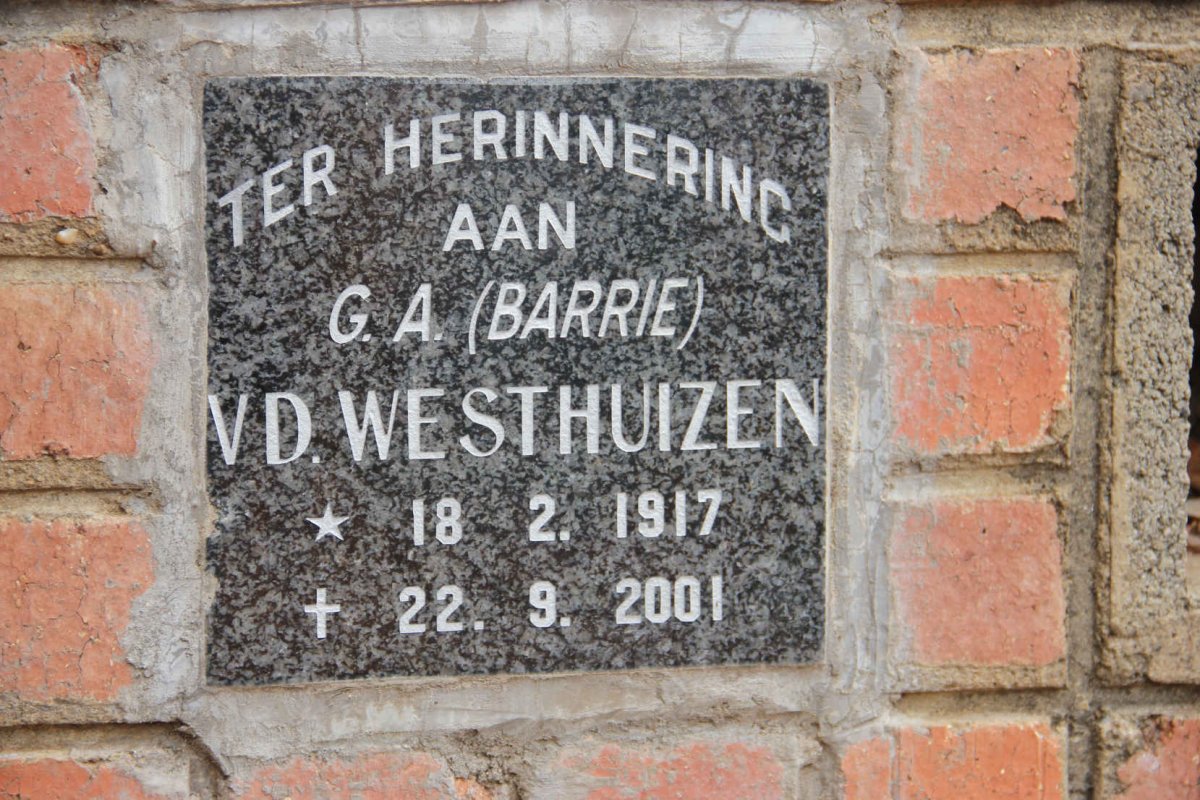 WESTHUIZEN G.A., v.d. 1917-2001