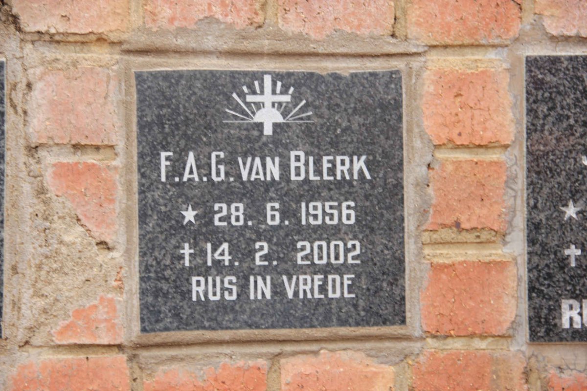 BLERK F.A.G., van 1956-2002
