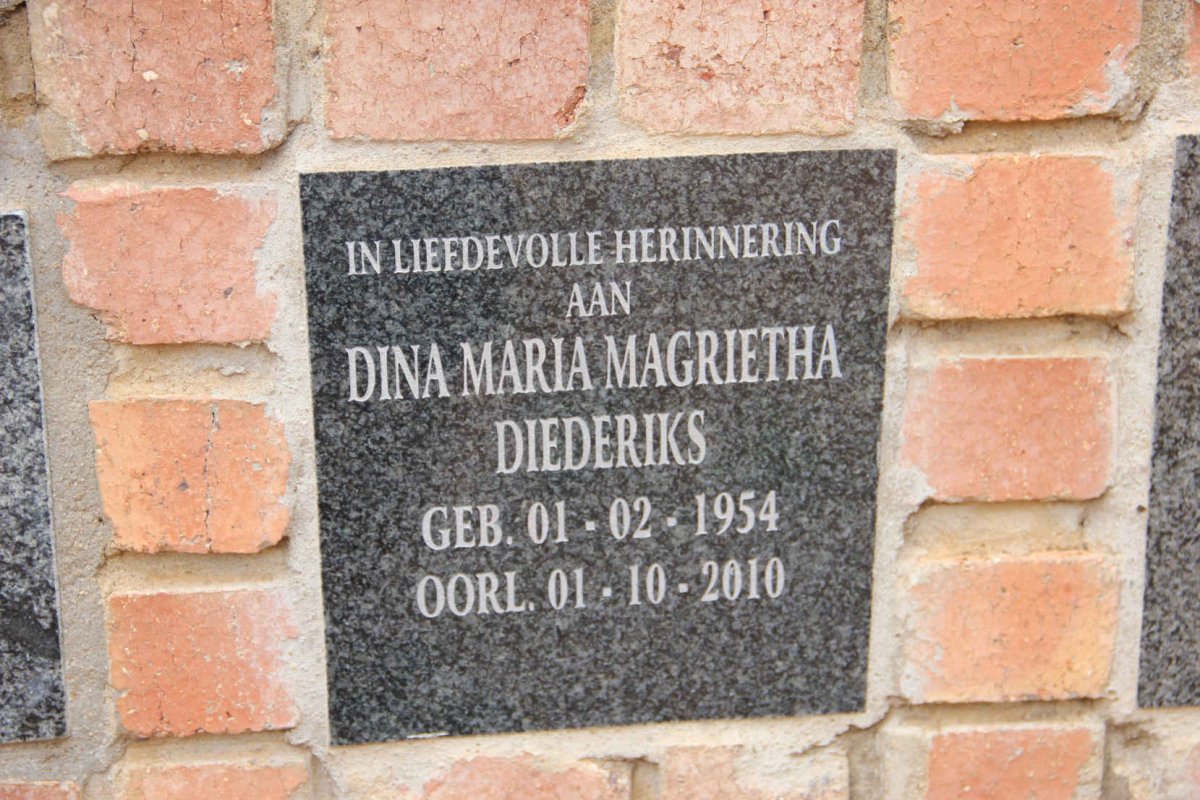 DIEDERIKS Dina Maria Magrietha 1954-2010