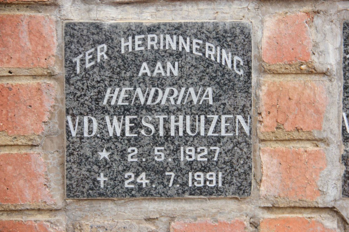 WESTHUIZEN Hendrina, v.d. 1927-1991
