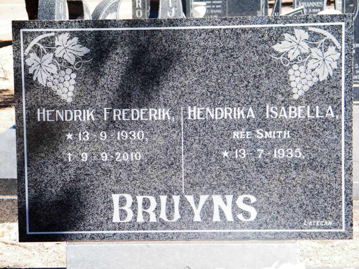 BRUYNS Hendrik Frederik 1930-2010 &amp; Hendrika Isabella SMITH 1935-