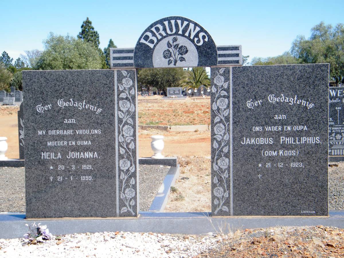 BRUYNS Jakobus Philliphus 1923- &amp; Heila Johanna 1921-1999