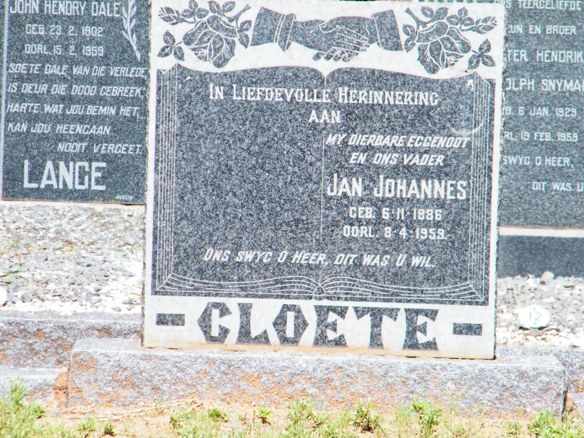 CLOETE Jan Johannes 1886-1959