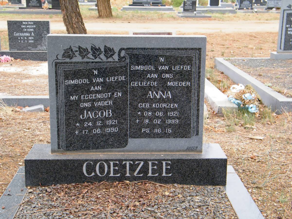 COETZEE Jacob 1921-1990 &amp; Anna KOORZEN 1921-1999