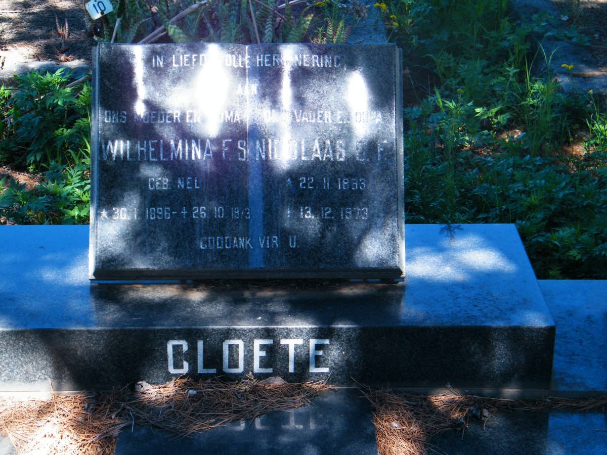 CLOETE Nicolaas G.F. 1893-1973 &amp; Wilhelmina F.S. NEL 1896-1973