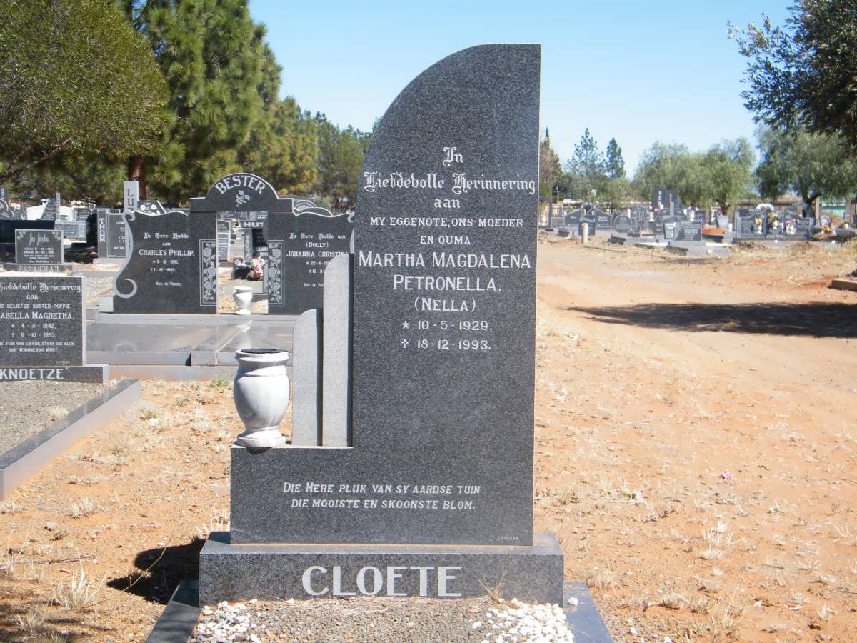 CLOETE Martha Magdalena Petronella 1929-1993