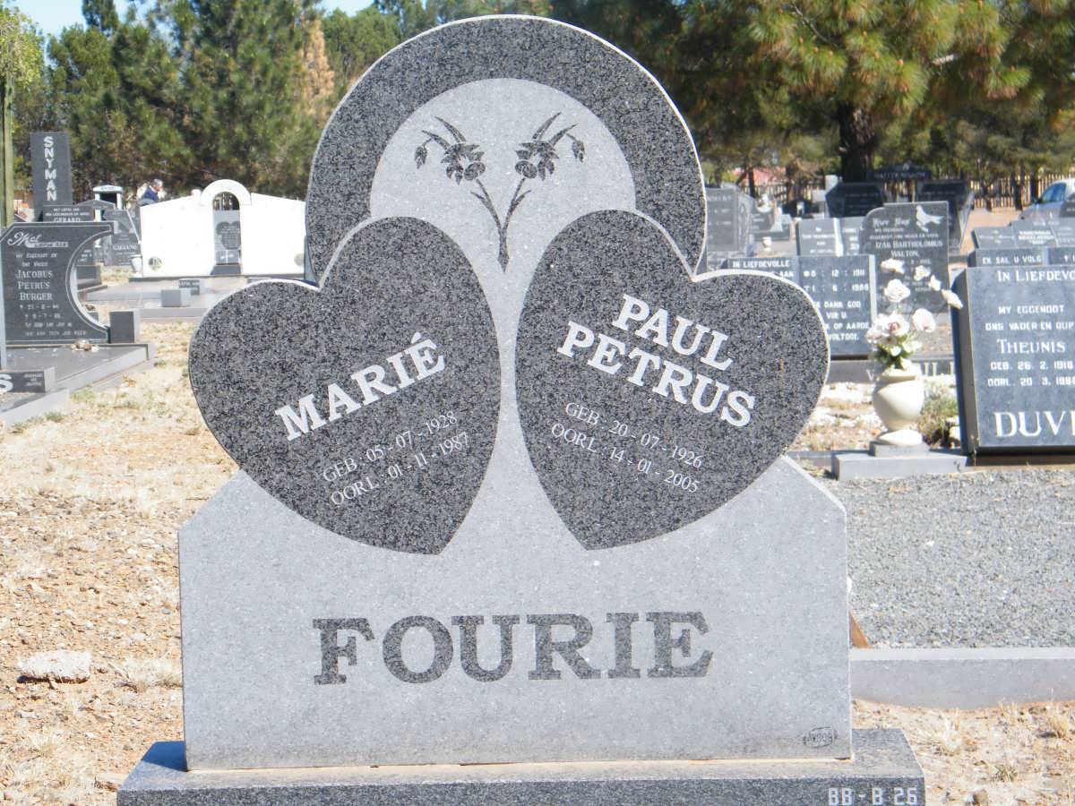 FOURIE Paul Petrus 1926-2005 &amp; Marie 1928-1987