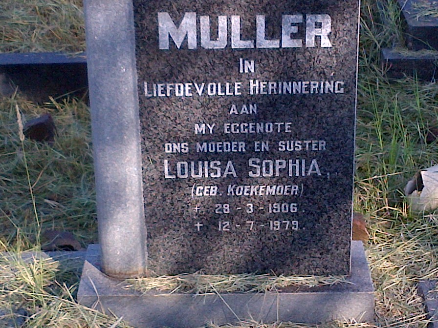 MULLER Louisa Sophia nee KOEKEMOER 1906-1979