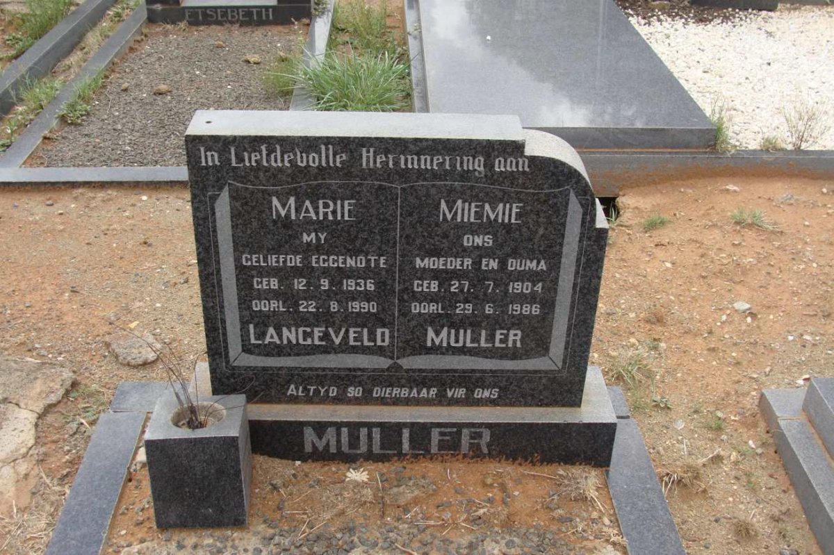 MULLER Miemie 1904-1986 :: LANGEVELD Marie 1936-1990