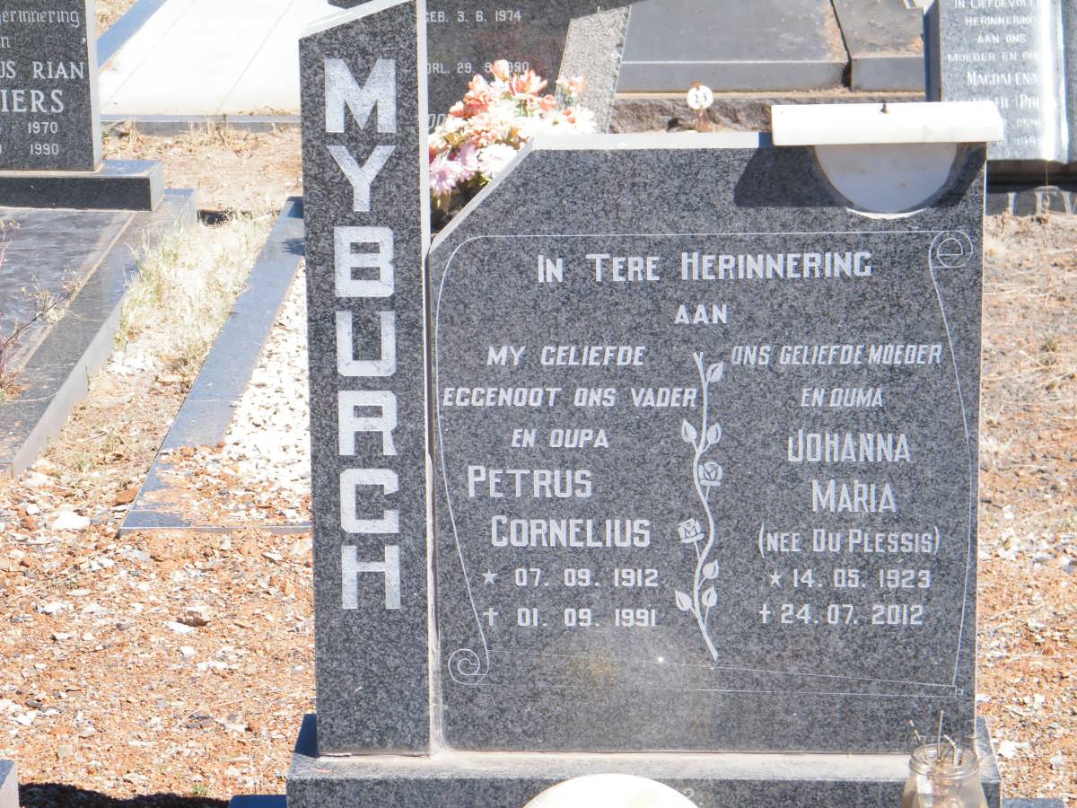 MYBURGH Petrus Cornelius 1912-1991 &amp; Johanna Maria DU PLESSIS 1923-2012