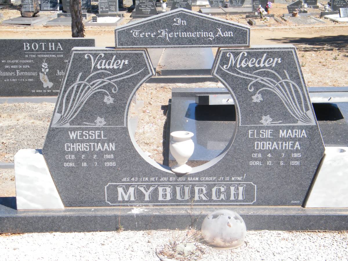 MYBURGH Wessel Christiaan 1918-1986 &amp; Elsie Maria Dorathea 1915-1991