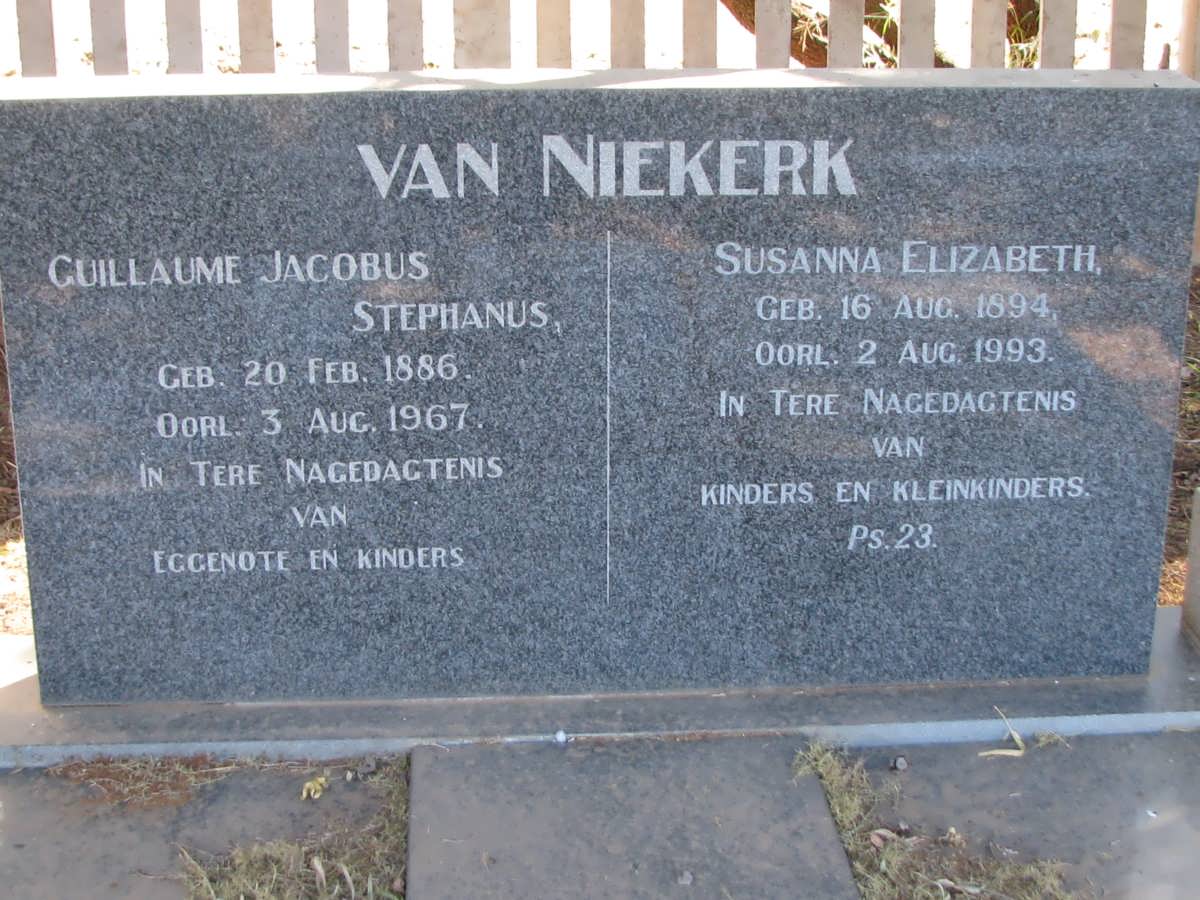 NIEKERK Guillaume Jacobus Stephanus, van 1886-1967 &amp; Susanna Elizabeth 1894-1993
