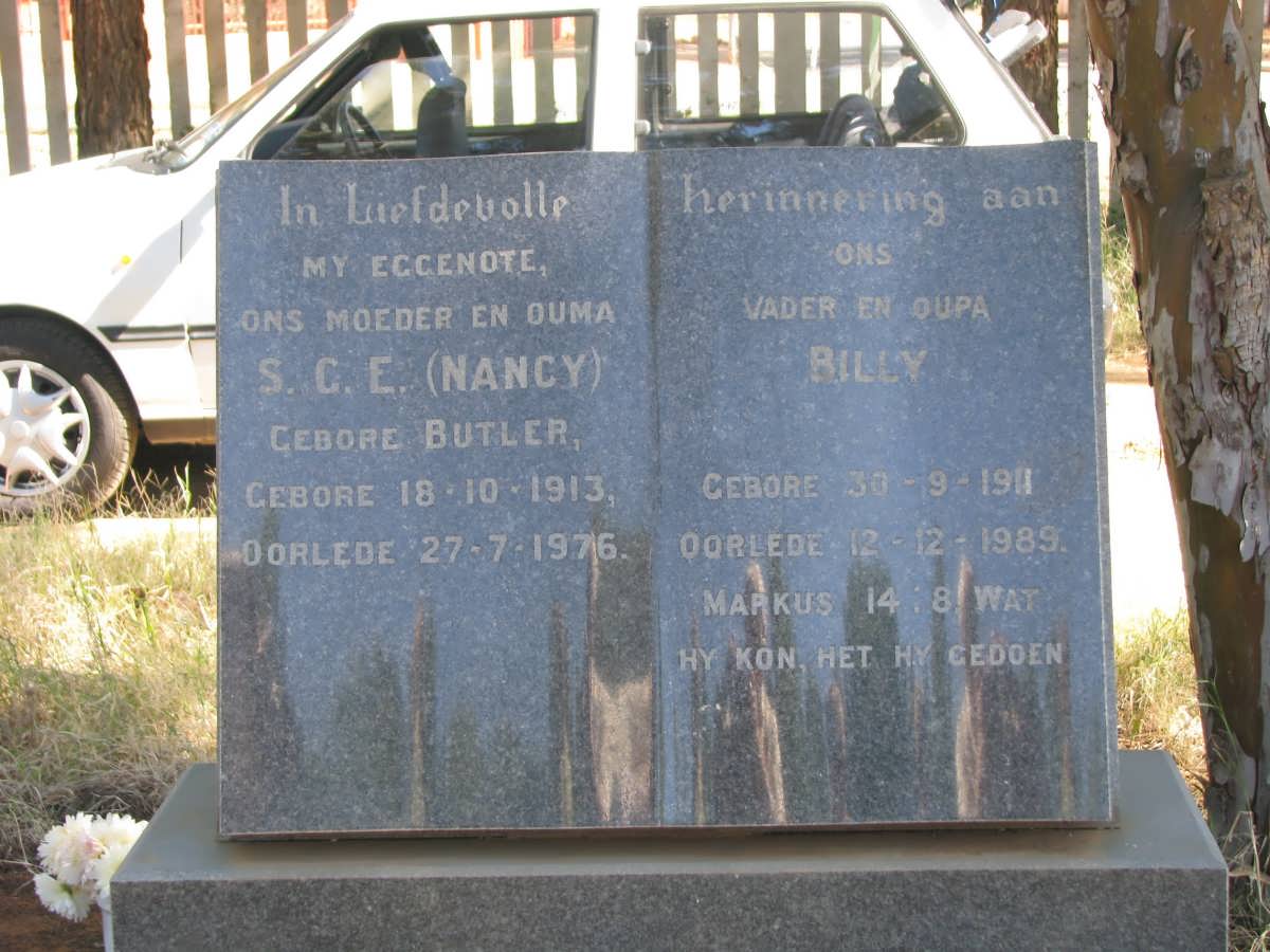 NIEKERK Billy, van 1911-1989 &amp; S.C.E. BUTLER 1913-1976