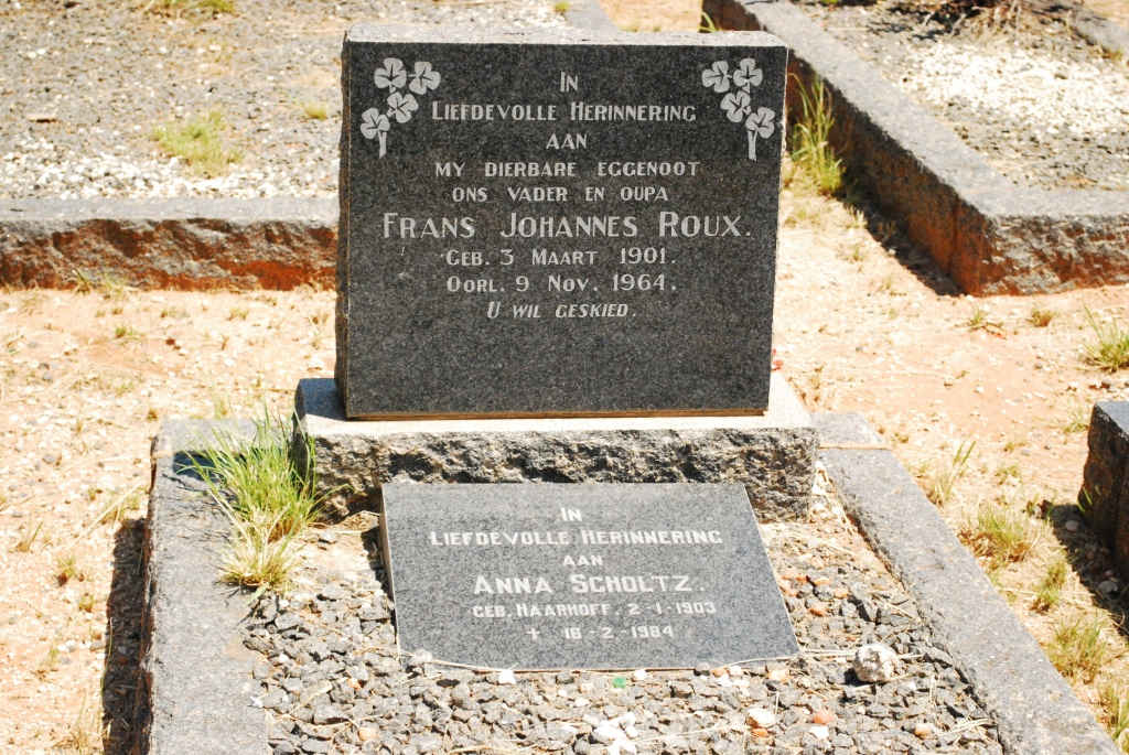 ROUX Frans Johannes 1901-1964 :: SCHOLTZ Anna nee HAARHOFF 1903-1984